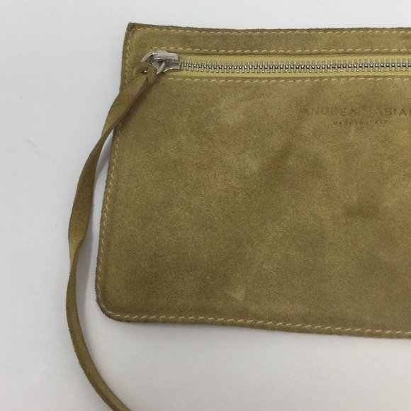 Andrea Mabiani Tan Suede Leather Zipper Pouch - Picture 2 of 7